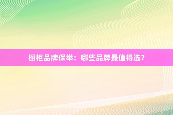 橱柜品牌保举：哪些品牌最值得选？